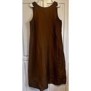J Jill Linen Blend Dress Size Medium Sleeveless Tank Camel